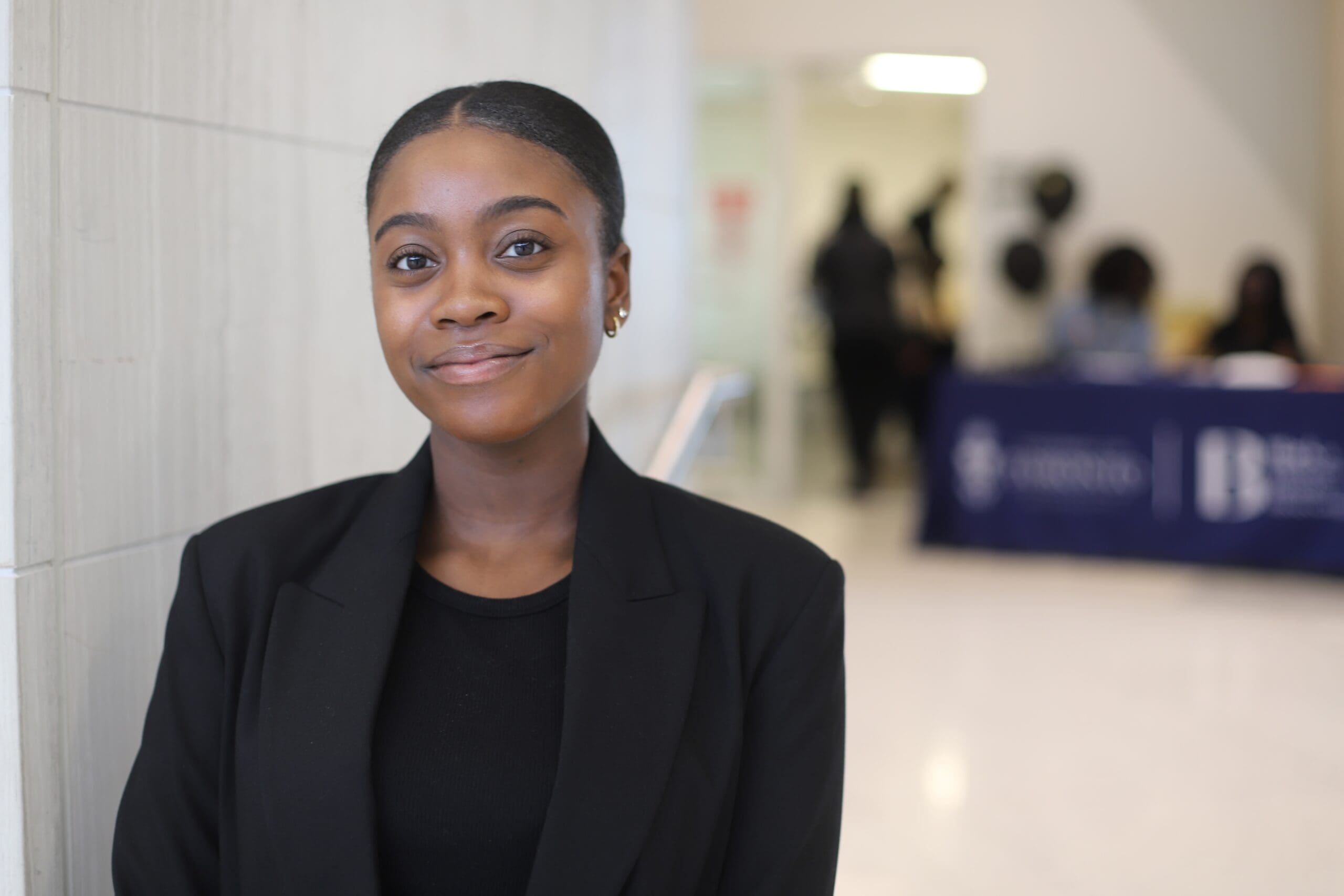 Medium shot of Simone at the Black Student Space launch